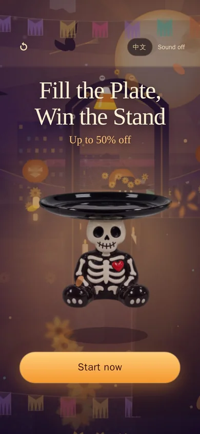 Steady, Bones! showing a skeleton balancing above a start button