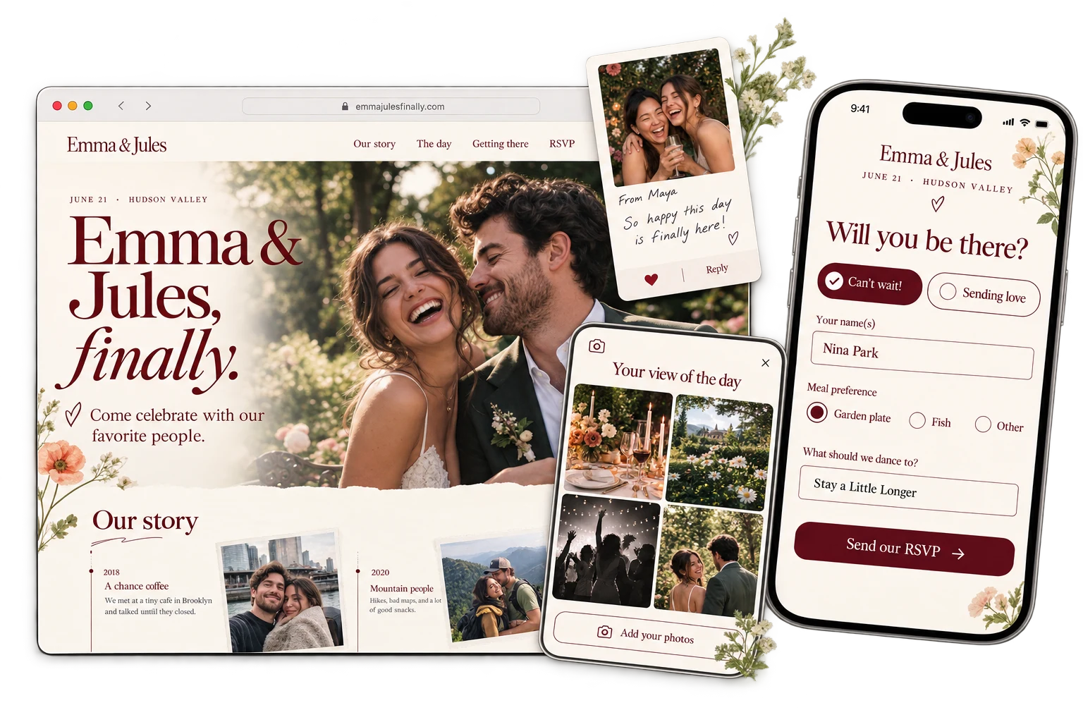 Celebrations & Weddings app interface concept