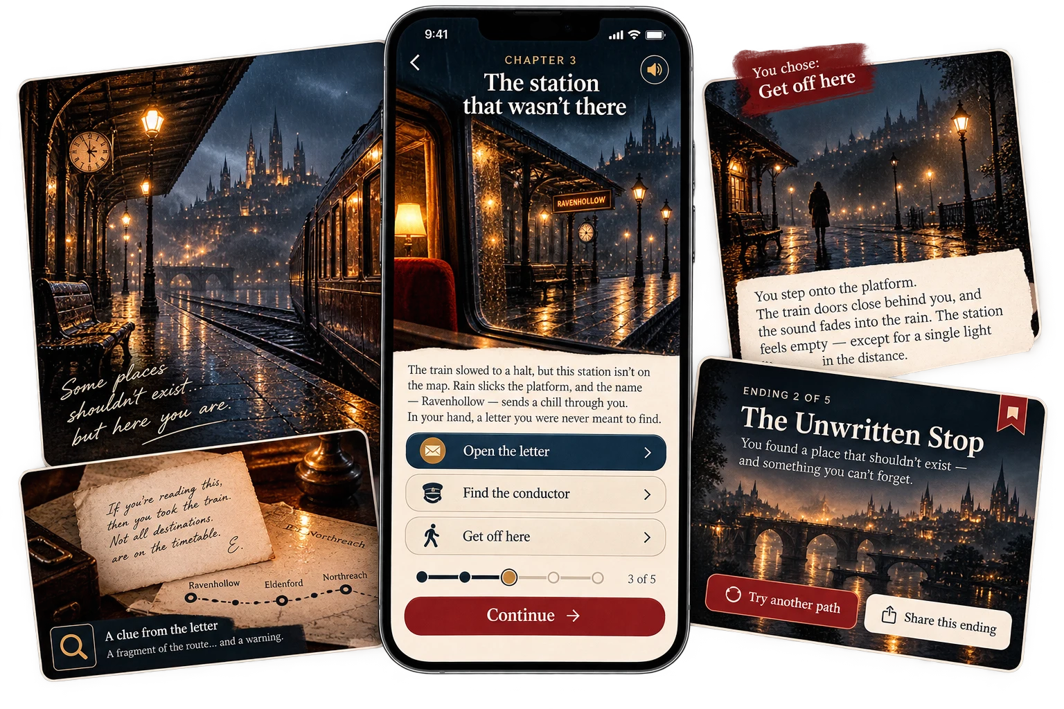 Interactive Stories app interface concept