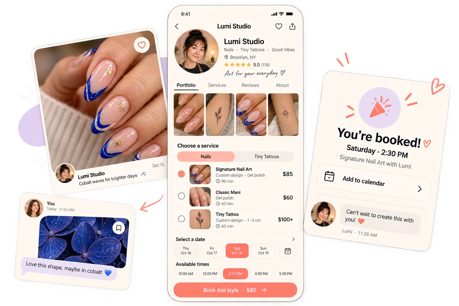 Bookings & Appointments app interface concept