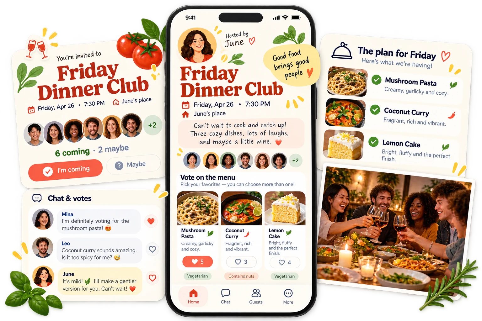 Food & Hospitality app interface concept