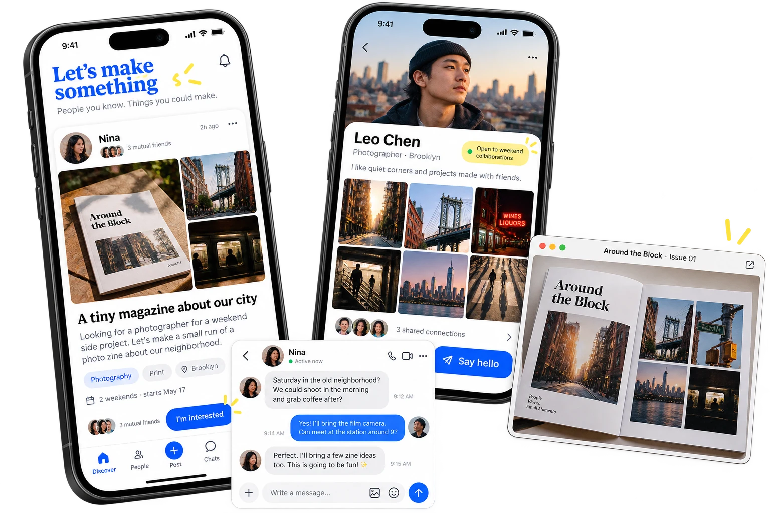 Professional Networks app interface concept